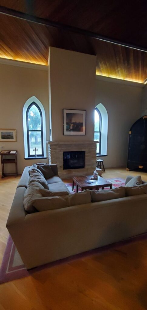 Living room at the church bnb of Cottonwood Falls