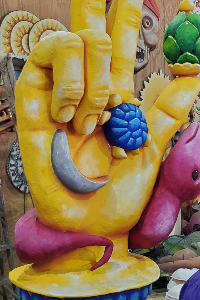 the props on the floats embody the rich heritage of Mardi Gra