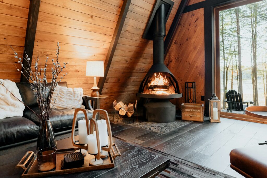 stay in a cozy cabin